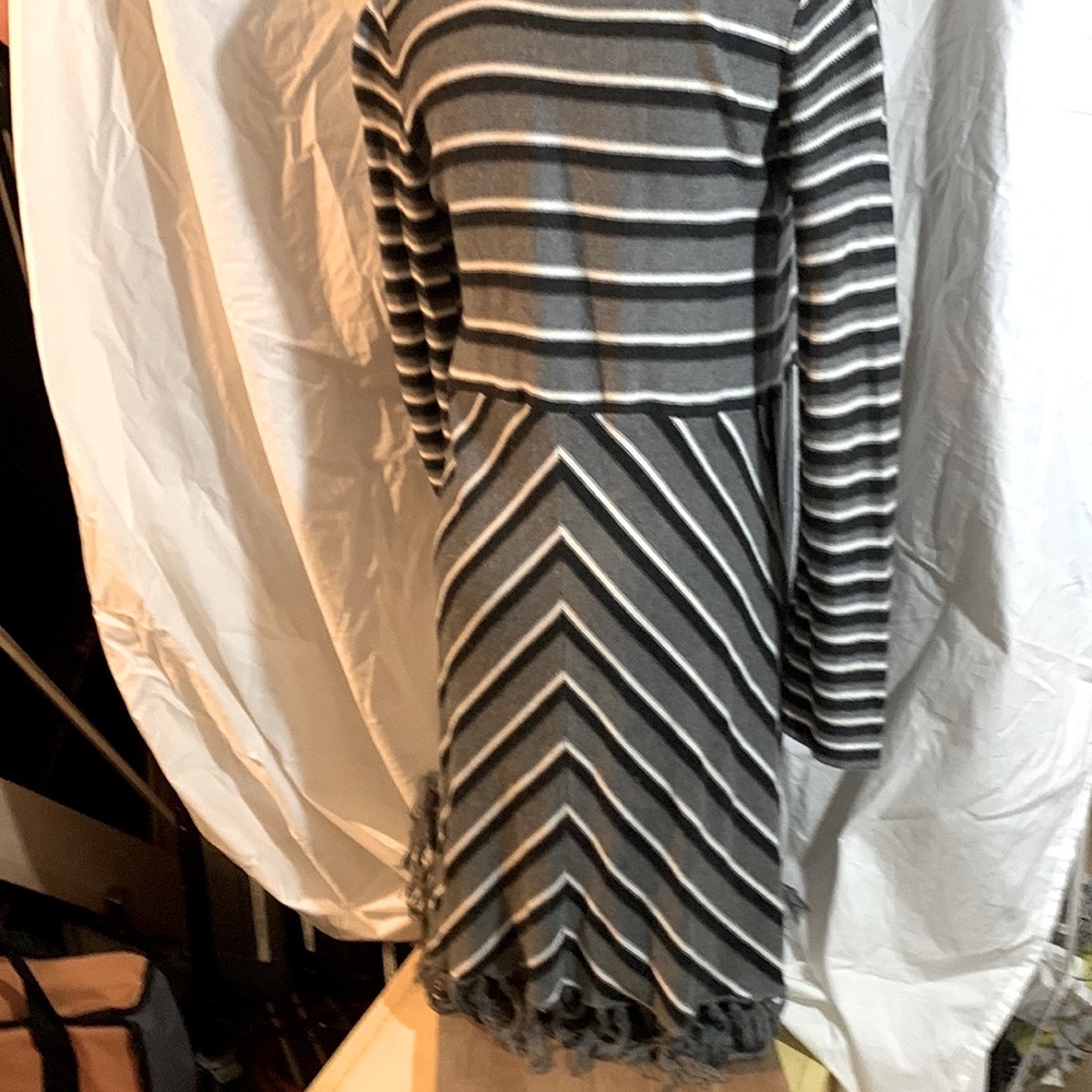 Central Park West Stripe Cardigan with Fringe